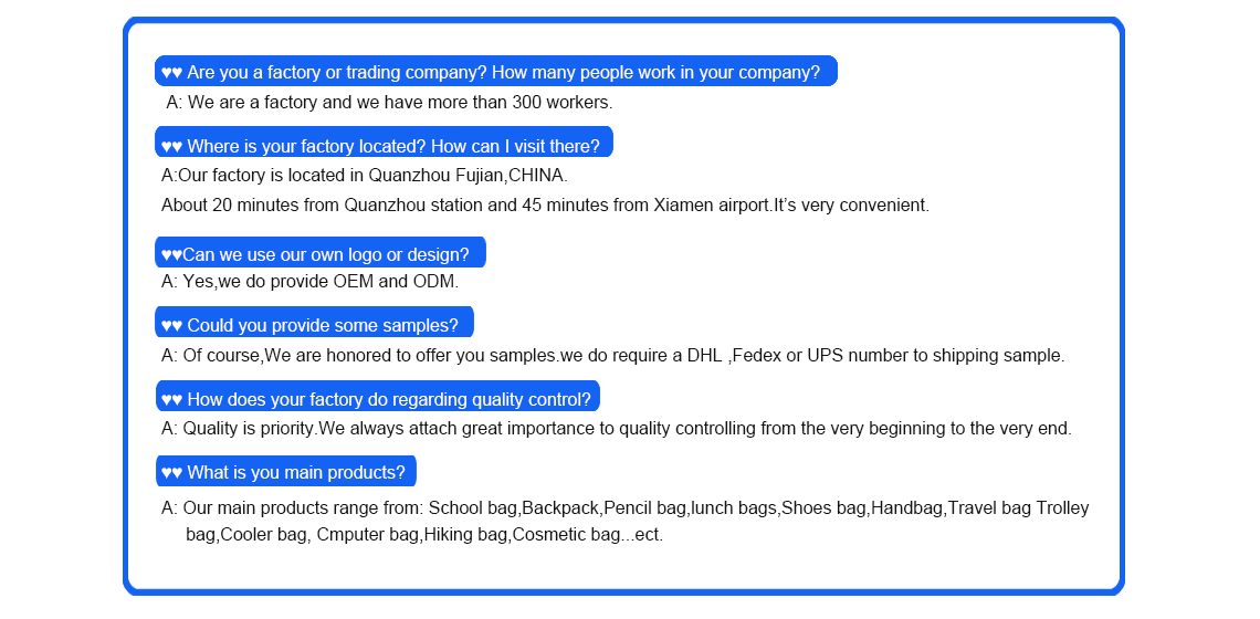 Quanzhou Dile Bags Co.,LTD.